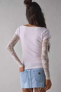 BDG Sloane Graphic Lace Layered Twofer Long Sleeve Tee