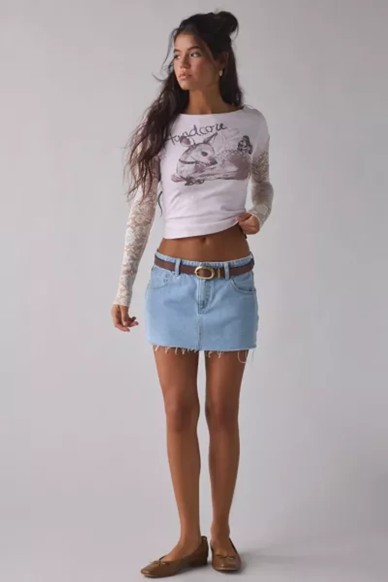 BDG Sloane Graphic Lace Layered Twofer Long Sleeve Tee