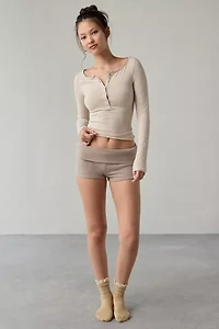 Out From Under Betty Boatneck Long Sleeve Henley Top