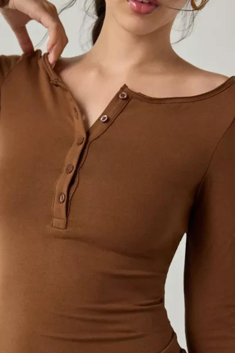 Out From Under Betty Boatneck Long Sleeve Henley Top