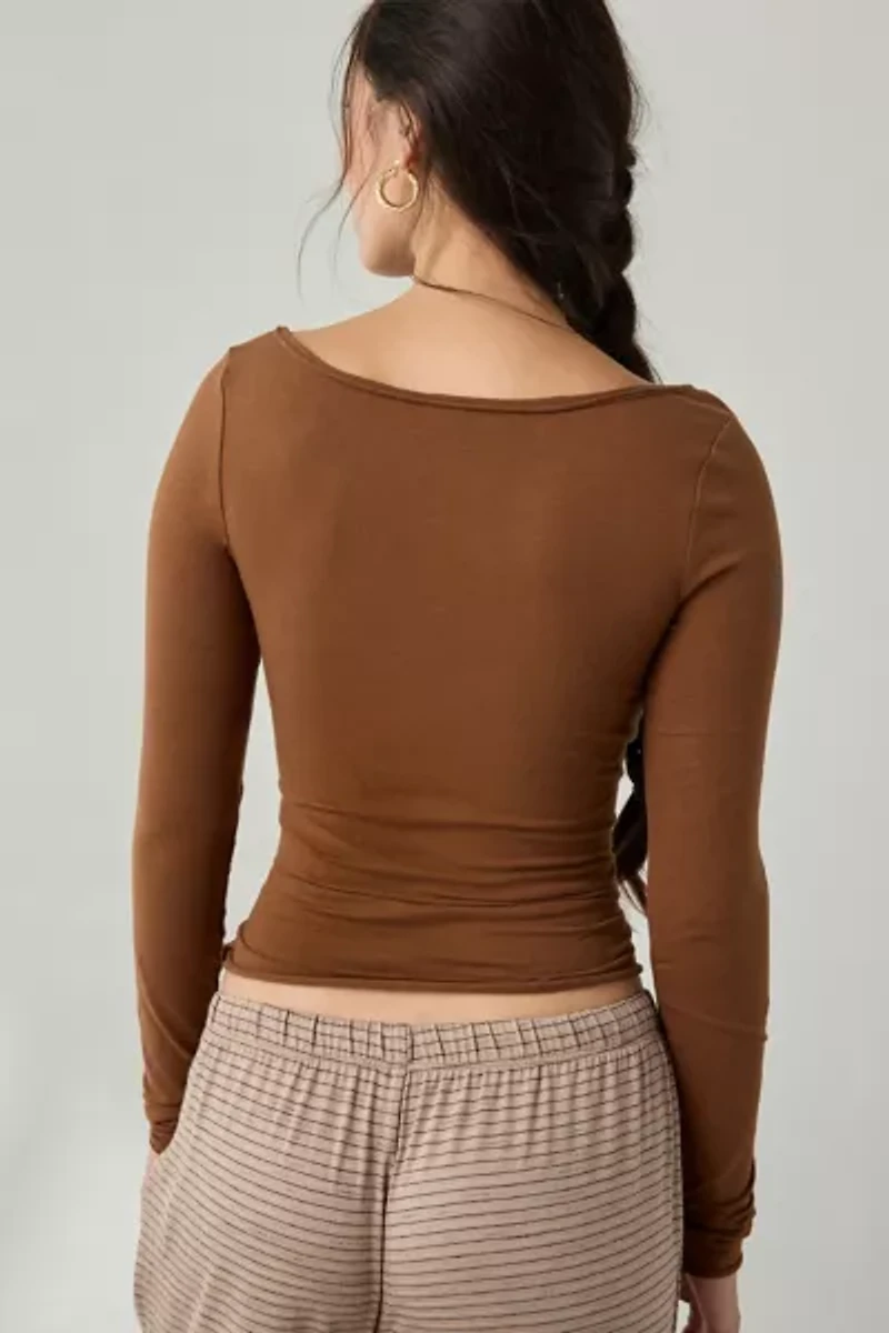 Out From Under Betty Boatneck Long Sleeve Henley Top