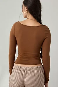 Out From Under Betty Boatneck Long Sleeve Henley Top