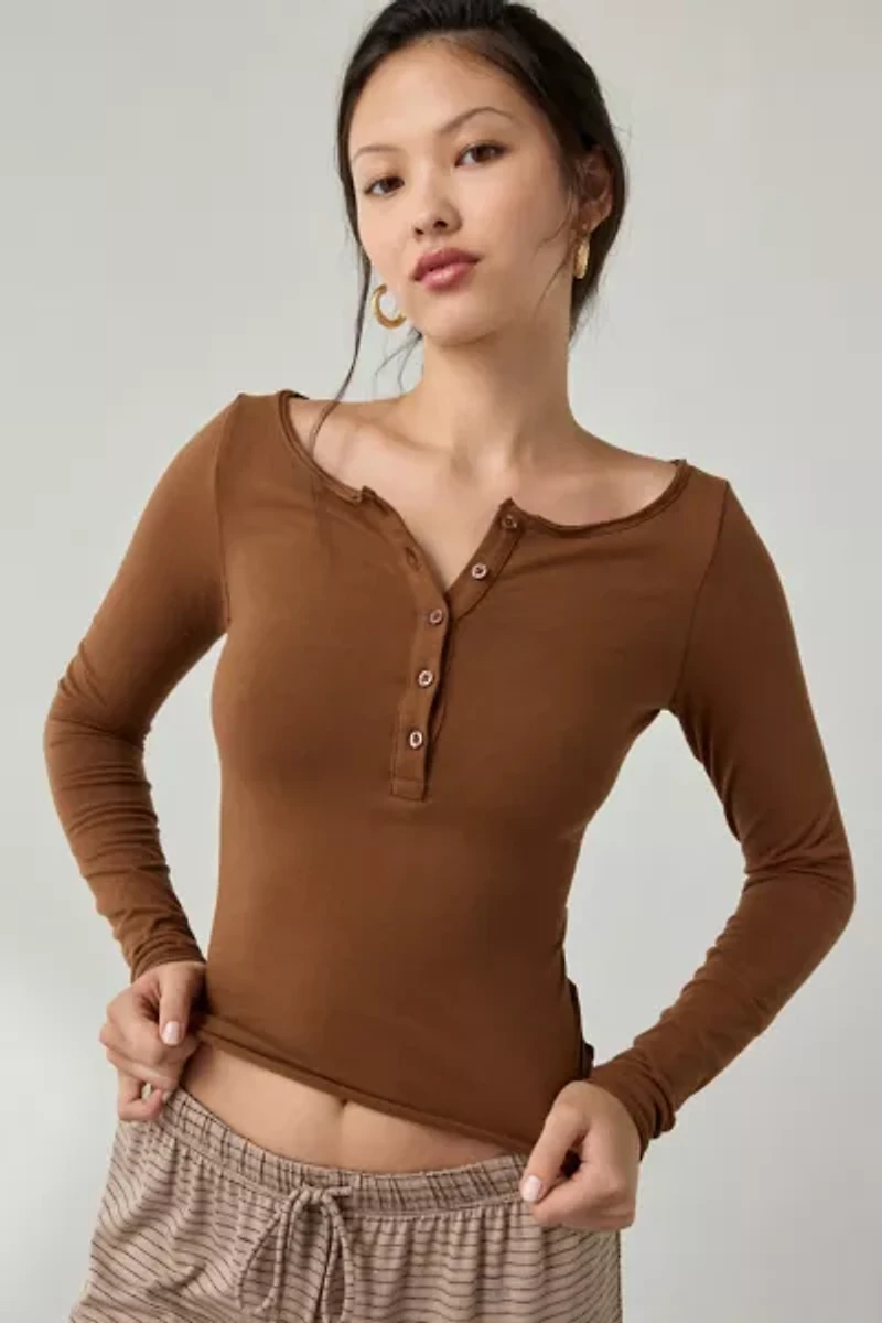 Out From Under Betty Boatneck Long Sleeve Henley Top