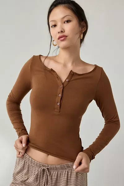 Out From Under Betty Boatneck Long Sleeve Henley Top