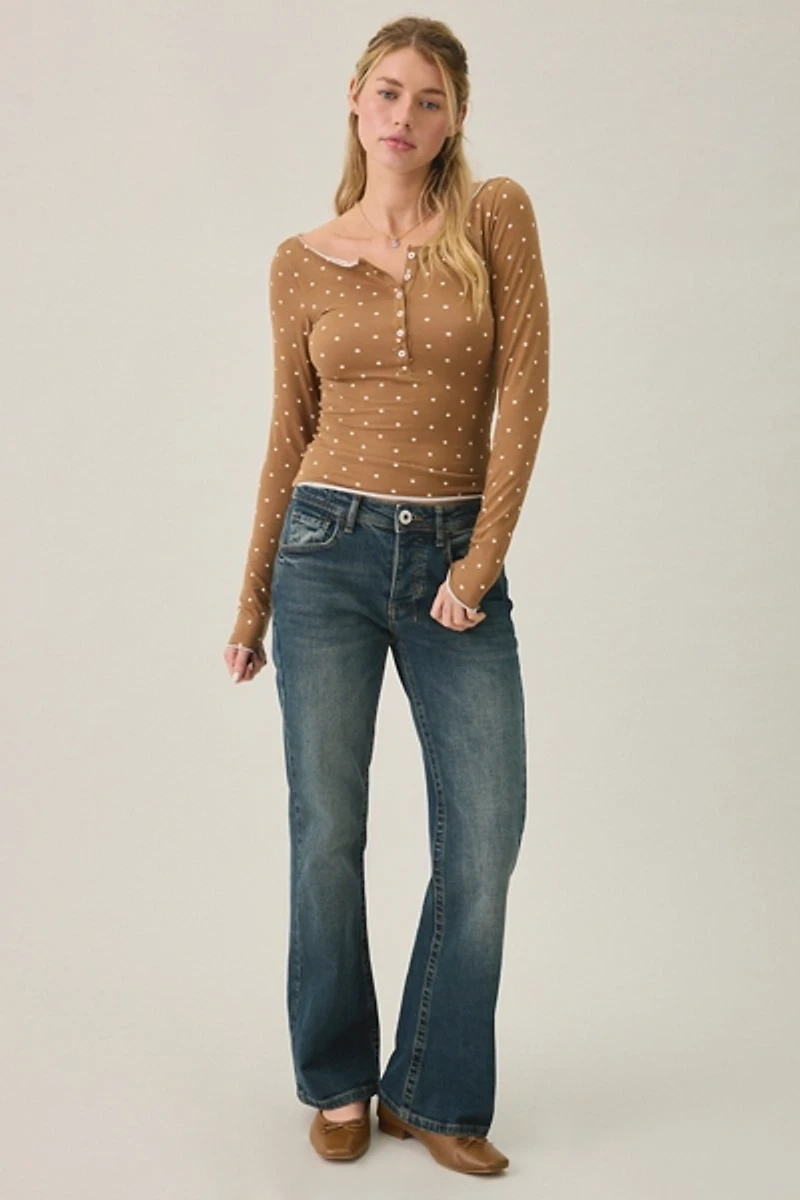Out From Under Betty Boatneck Long Sleeve Henley Top