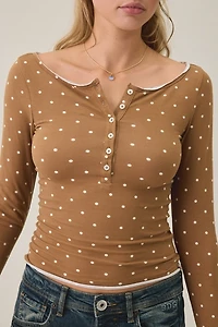 Out From Under Betty Boatneck Long Sleeve Henley Top