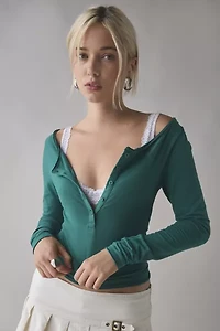 Out From Under Betty Boatneck Long Sleeve Henley Top