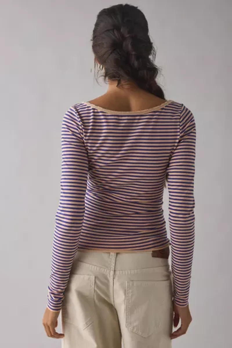 Out From Under Betty Boatneck Long Sleeve Henley Top