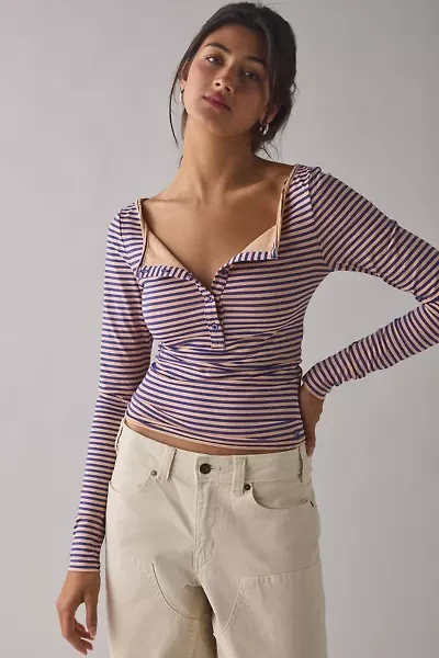 Out From Under Betty Boatneck Long Sleeve Henley Top