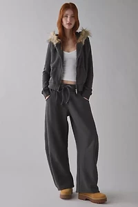Out From Under Bundle Up Faux Fur Trim Zip-Up Hoodie Sweatshirt
