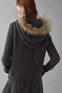 Out From Under Bundle Up Faux Fur Trim Zip-Up Hoodie Sweatshirt