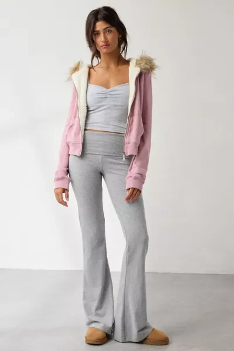 Out From Under Bundle Up Faux Fur Trim Zip-Up Hoodie Sweatshirt