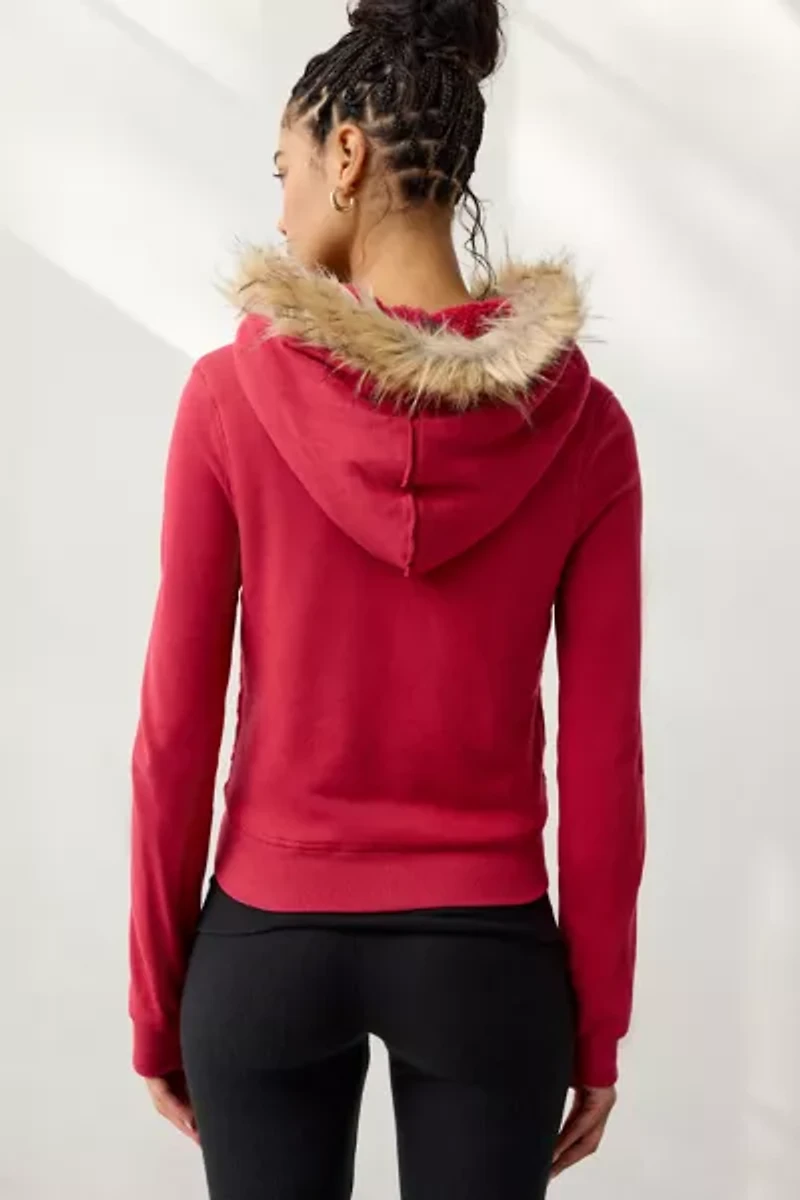 Out From Under Bundle Up Faux Fur Trim Zip-Up Hoodie Sweatshirt