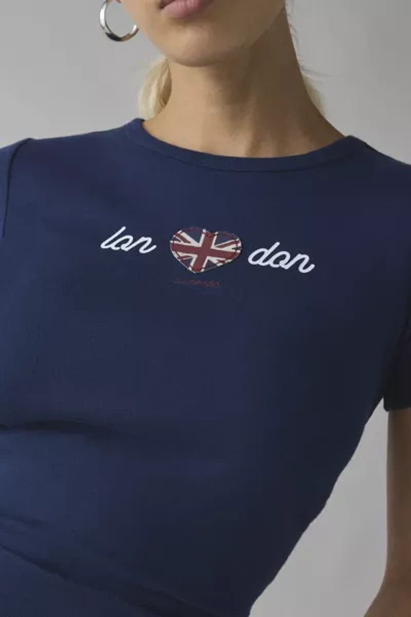 London Heart Applique Graphic Baby Tee