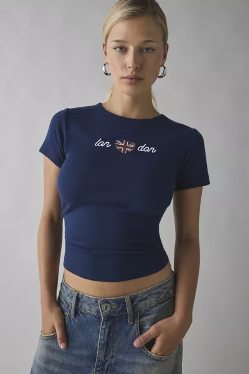 London Heart Applique Graphic Baby Tee