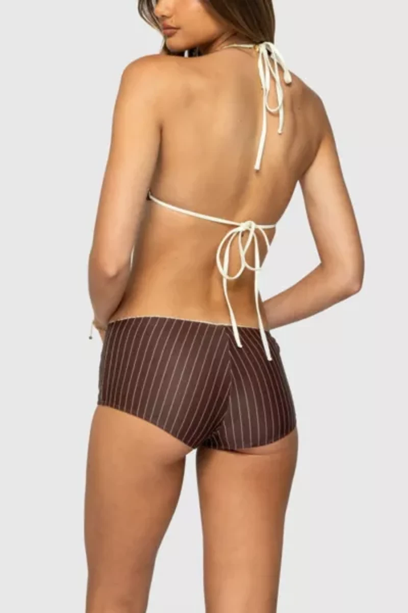 Edikted Pinstripe Triangle Bikini Top