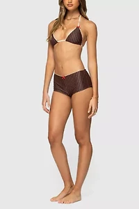 Edikted Pinstripe Triangle Bikini Top
