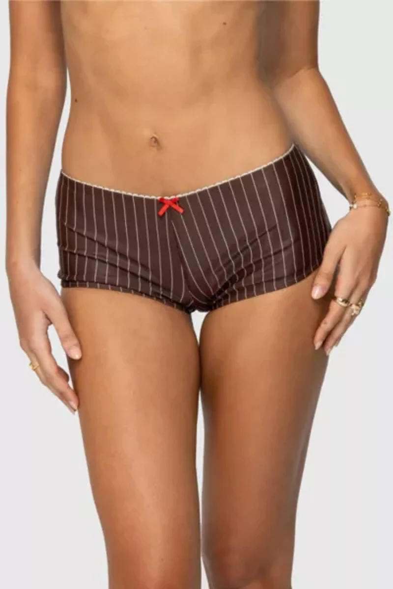 Edikted Pinstripe Boyshort Bikini Bottom