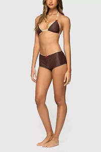 Edikted Pinstripe Boyshort Bikini Bottom
