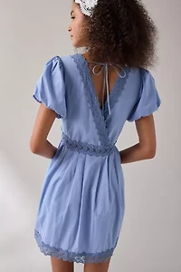 Kimchi Blue Flower Fields Embroidered Lace Trim Babydoll Mini Dress