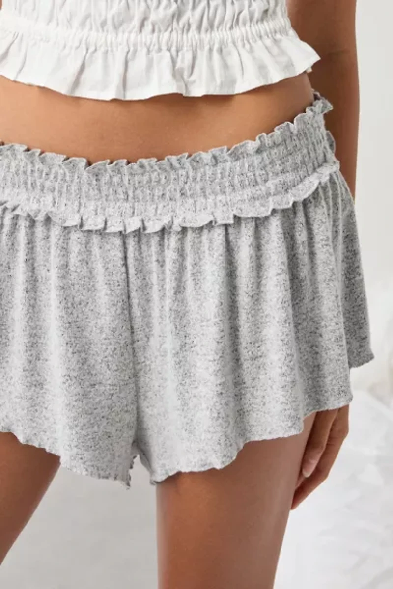 Out From Under Stay At Home Smocked Ruffle Knit Shorts