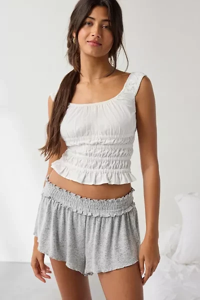 Out From Under Stay At Home Smocked Ruffle Knit Shorts