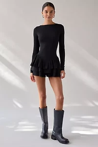 Kimchi Blue Ruffled Up Basque Waist Scoop Back Romper