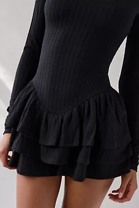 Kimchi Blue Ruffled Up Basque Waist Scoop Back Romper