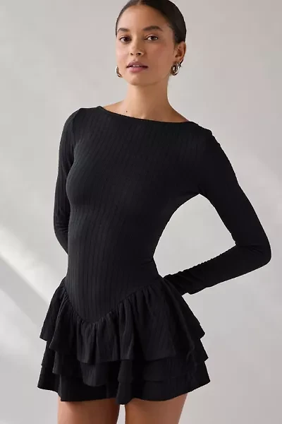 Kimchi Blue Ruffled Up Basque Waist Scoop Back Romper