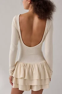 Kimchi Blue Ruffled Up Basque Waist Scoop Back Romper