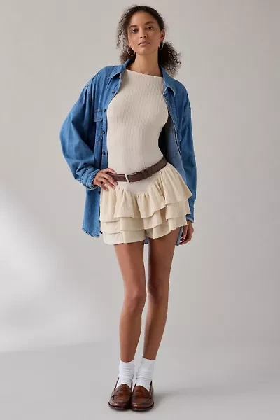 Kimchi Blue Ruffled Up Basque Waist Scoop Back Romper