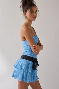 Kimchi Blue Apple Of My Eye Strapless Drop Waist Bow Mini Dress