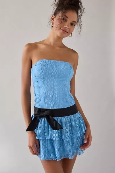 Kimchi Blue Apple Of My Eye Strapless Drop Waist Bow Mini Dress