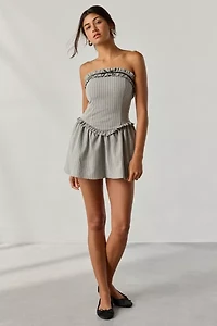 Kimchi Blue Mad Love Strapless Basque Waist Ruffle Romper
