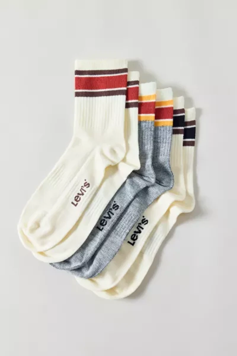 Levi's® Slub Sport Stripe Short Cut Crew Sock 3-Pack