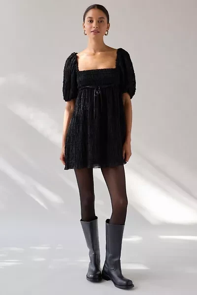 Kimchi Blue Daphne Ruffle Puff Sleeve Babydoll Mini Dress