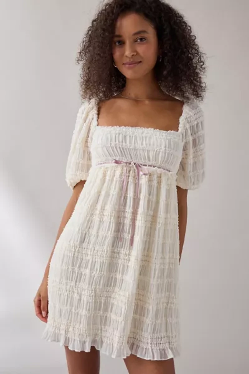 Kimchi Blue Daphne Ruffle Puff Sleeve Babydoll Mini Dress