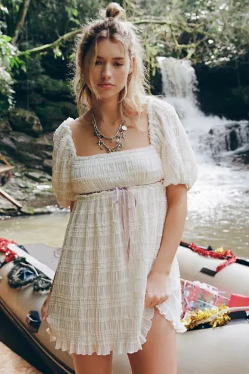 Kimchi Blue Daphne Ruffle Puff Sleeve Babydoll Mini Dress