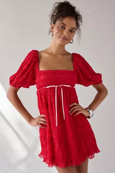 Kimchi Blue Daphne Ruffle Puff Sleeve Babydoll Mini Dress