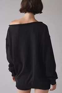 BDG Jessa Skeleton Graphic Off-The-Shoulder Pullover