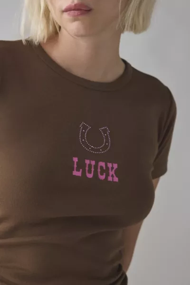 Good Luck Horseshoe Diamanté Graphic Baby Tee