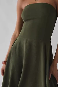 UO Be My World Strapless Asymmetrical Hanky Hem Knee-Length Dress