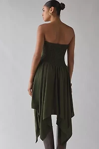 UO Be My World Strapless Asymmetrical Hanky Hem Knee-Length Dress