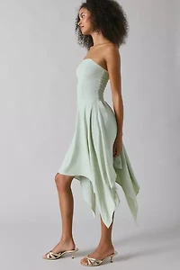 UO Be My World Strapless Asymmetrical Hanky Hem Knee-Length Dress