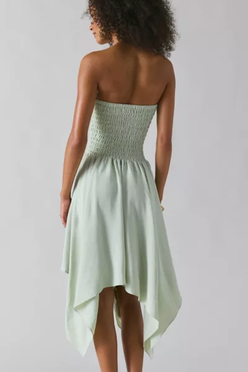 UO Be My World Strapless Asymmetrical Hanky Hem Knee-Length Dress