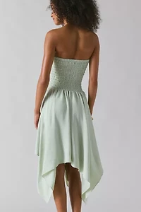UO Be My World Strapless Asymmetrical Hanky Hem Knee-Length Dress