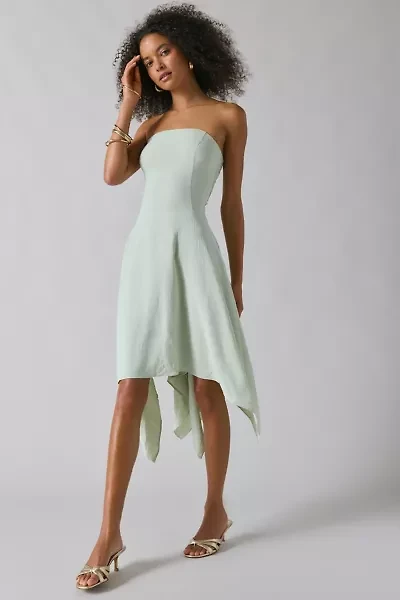 UO Be My World Strapless Asymmetrical Hanky Hem Knee-Length Dress