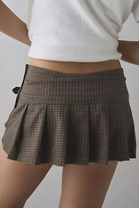 BDG Shaina Low-Rise Belted Plaid Micro Mini Skort