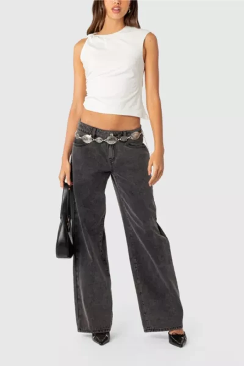 Edikted Raelynn Washed Low Rise Jeans