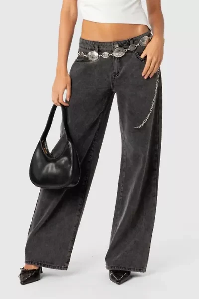 Edikted Raelynn Washed Low Rise Jeans